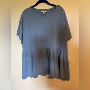 Time and Tru Women's Short Sleeve Peplum Top - Blue